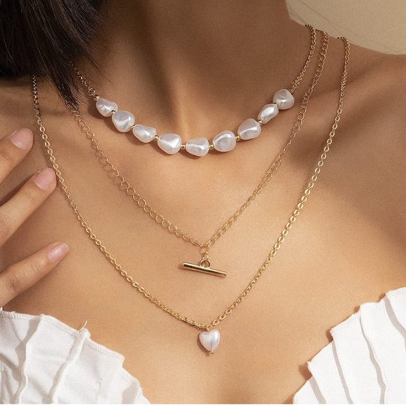 Free People | Jewelry | Layered Gold Pearl Necklace | Poshmark